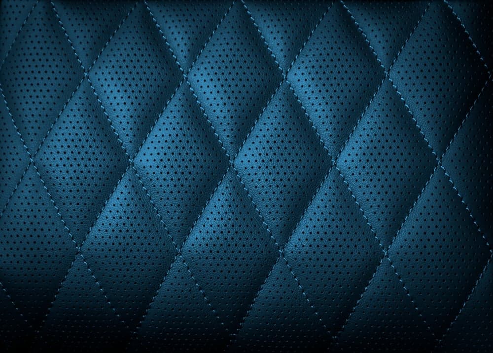 Dark blue stitched leather upholstery